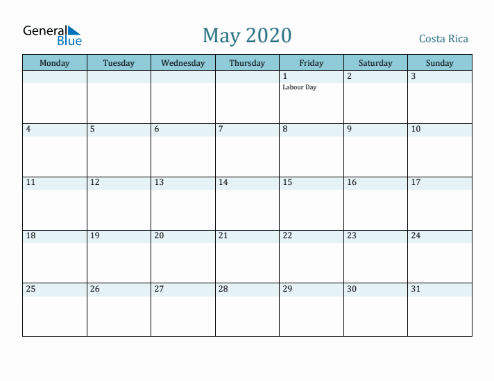 May 2020 Calendar with Holidays