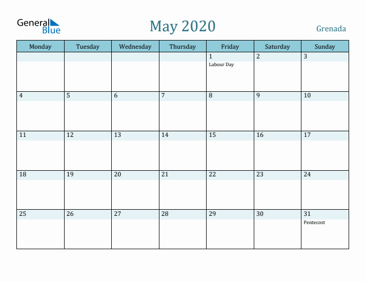 May 2020 Calendar with Holidays