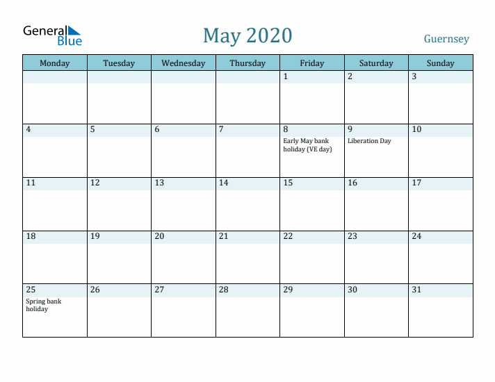 May 2020 Calendar with Holidays