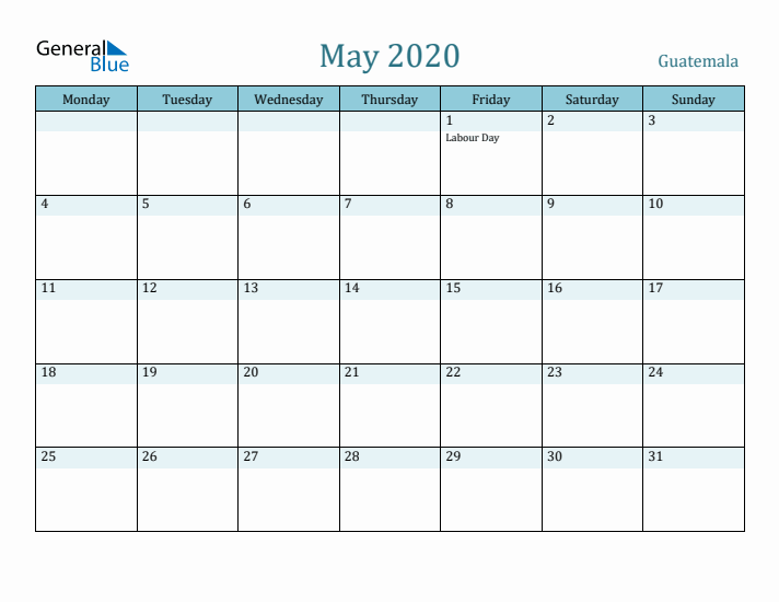 May 2020 Calendar with Holidays