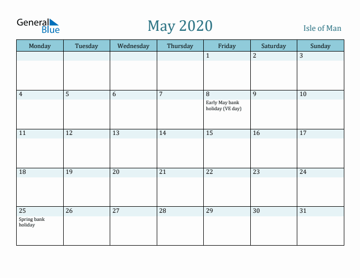 May 2020 Calendar with Holidays