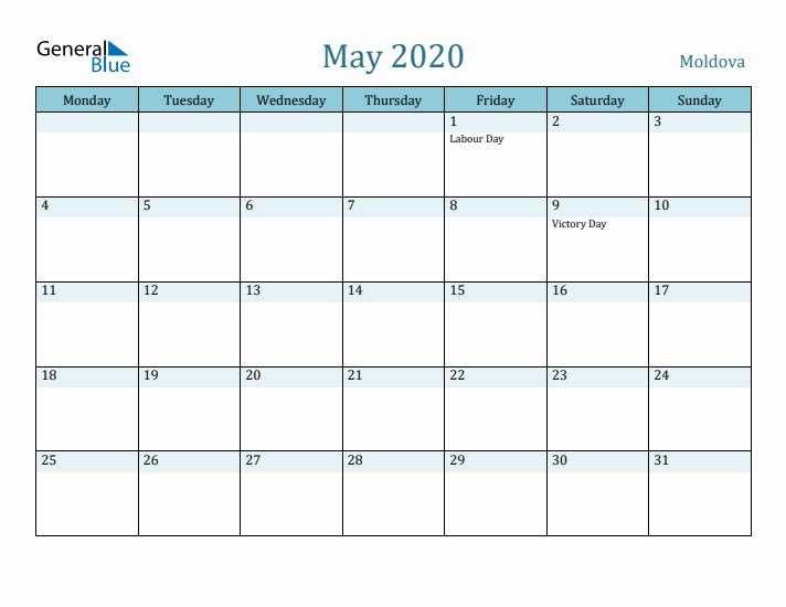 May 2020 Calendar with Holidays