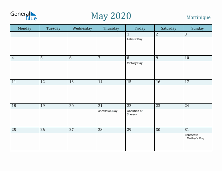 May 2020 Calendar with Holidays