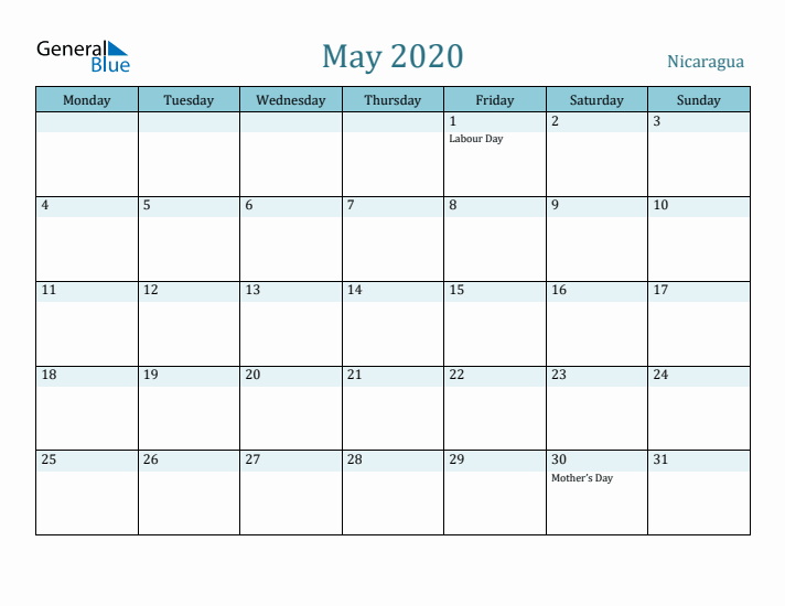 May 2020 Calendar with Holidays