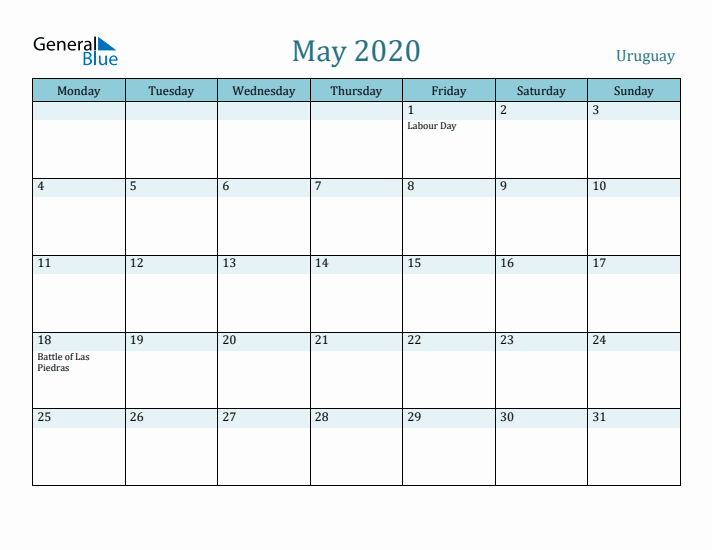 May 2020 Calendar with Holidays