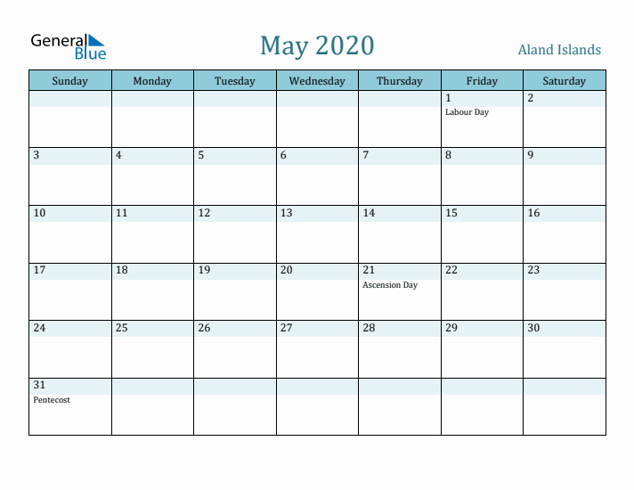 May 2020 Calendar with Holidays