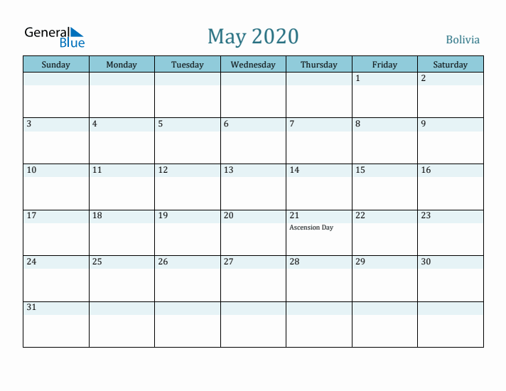 May 2020 Calendar with Holidays