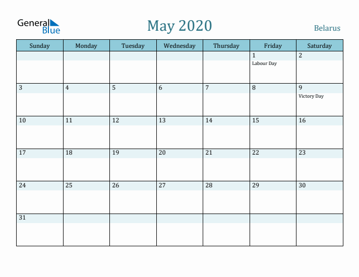 May 2020 Calendar with Holidays