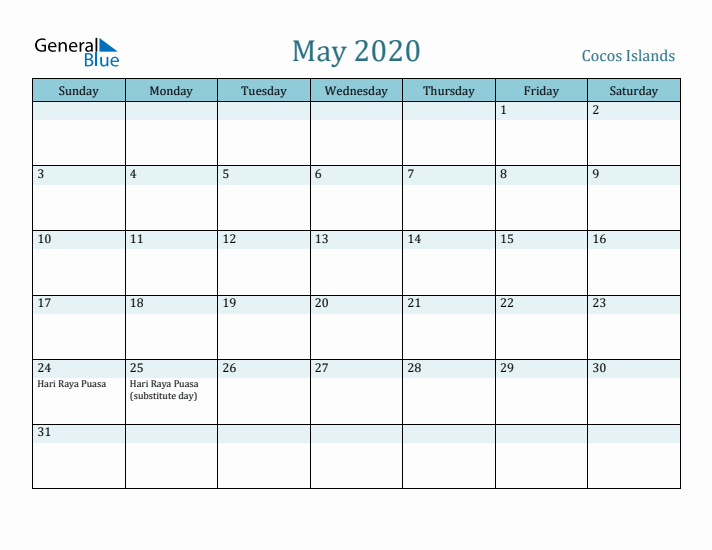 May 2020 Calendar with Holidays