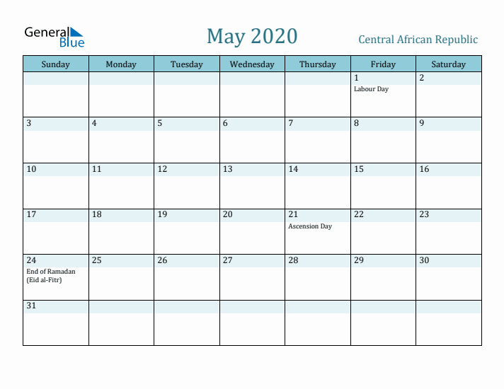 May 2020 Calendar with Holidays