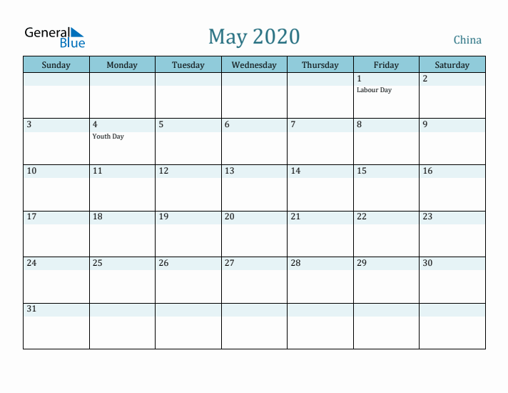 May 2020 Calendar with Holidays