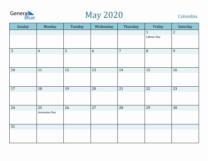 May 2020 Calendar with Holidays