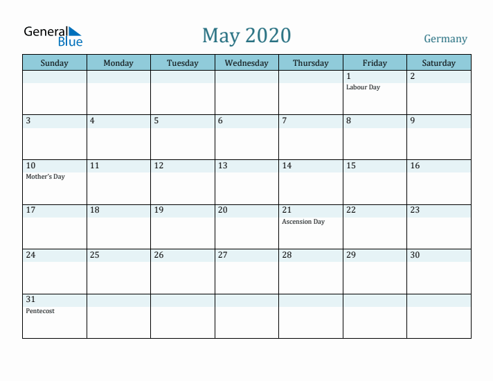 May 2020 Calendar with Holidays