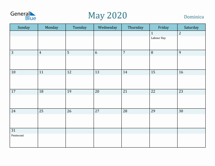 May 2020 Calendar with Holidays