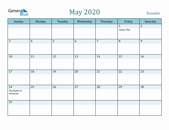 May 2020 Calendar with Holidays