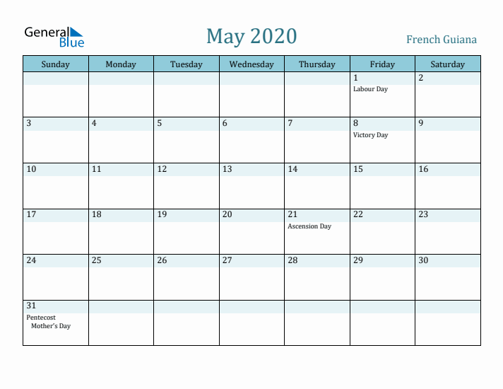 May 2020 Calendar with Holidays