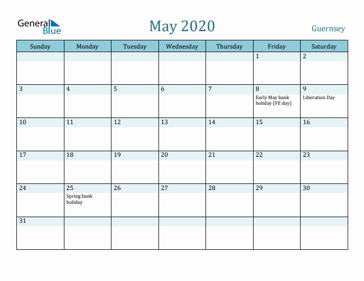 May 2020 Calendar with Holidays