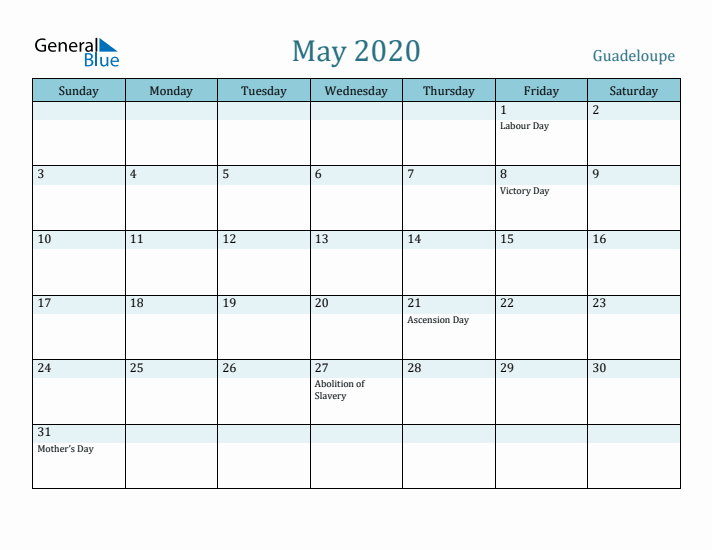 May 2020 Calendar with Holidays