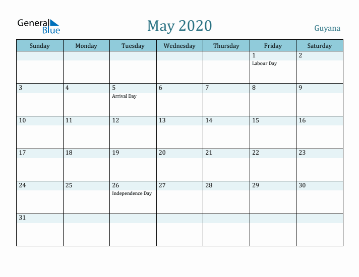 May 2020 Calendar with Holidays