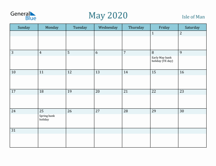 May 2020 Calendar with Holidays