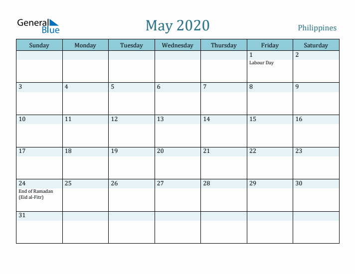 May 2020 Calendar with Holidays