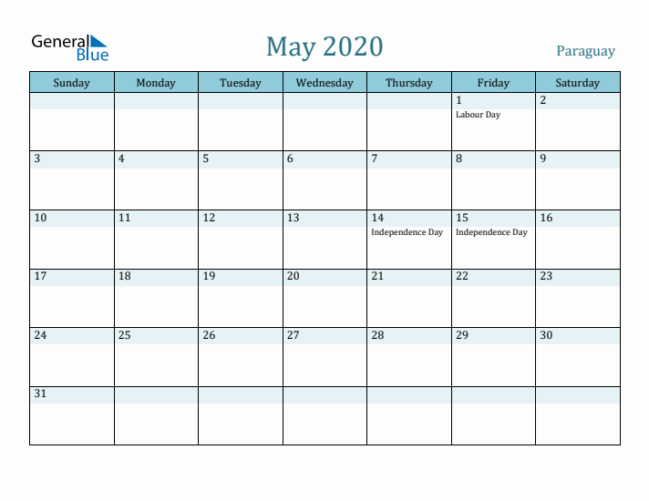 May 2020 Calendar with Holidays