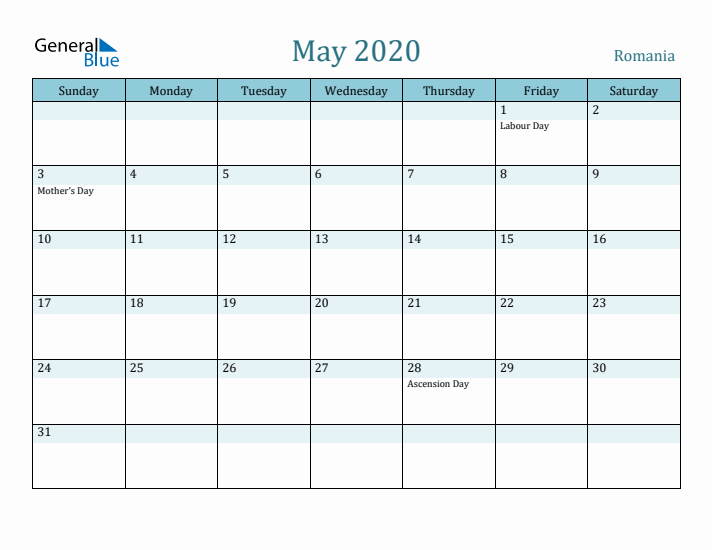 May 2020 Calendar with Holidays