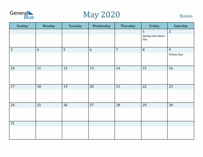 May 2020 Calendar with Holidays