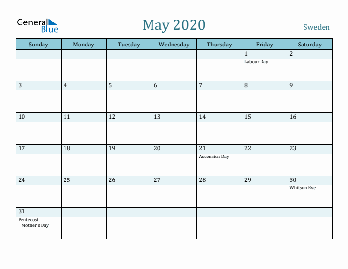 May 2020 Calendar with Holidays