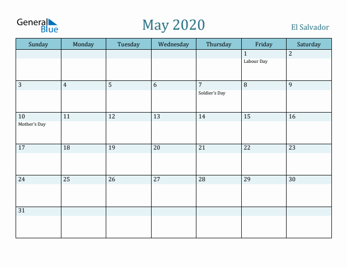 May 2020 Calendar with Holidays