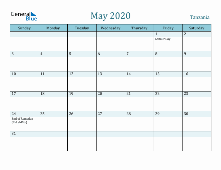 May 2020 Calendar with Holidays