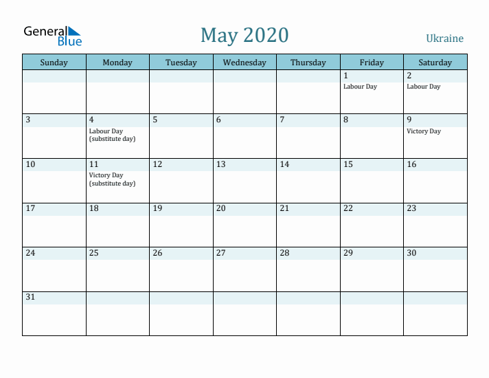 May 2020 Calendar with Holidays