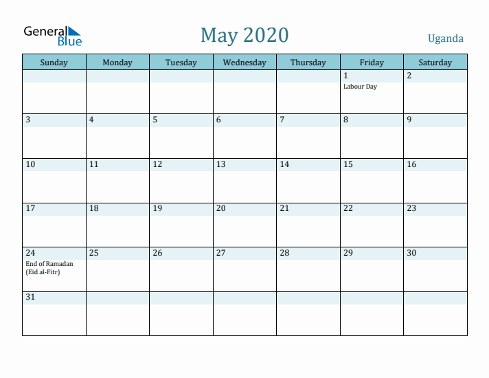 May 2020 Calendar with Holidays