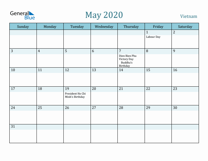 May 2020 Calendar with Holidays