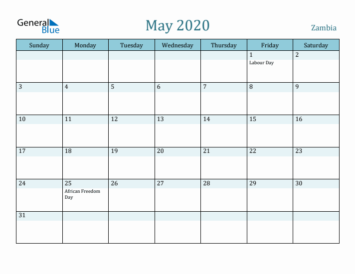 May 2020 Calendar with Holidays