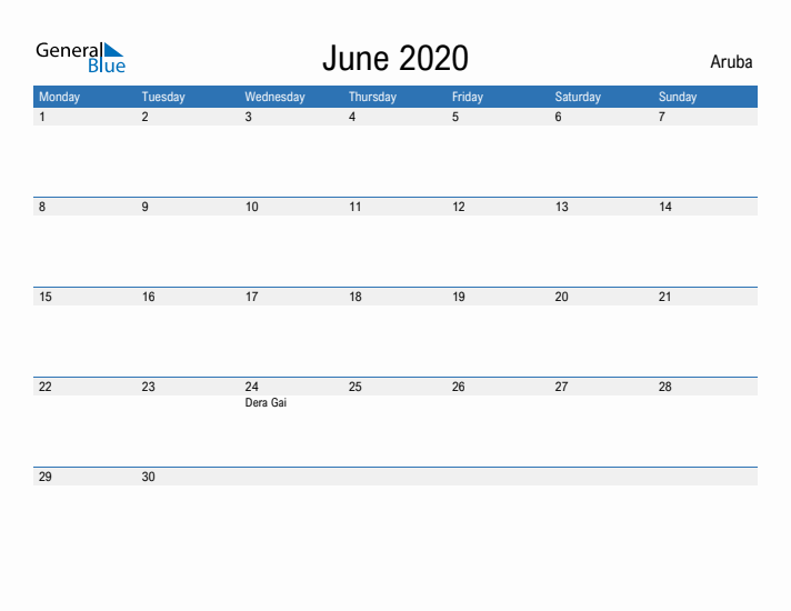 Fillable June 2020 Calendar