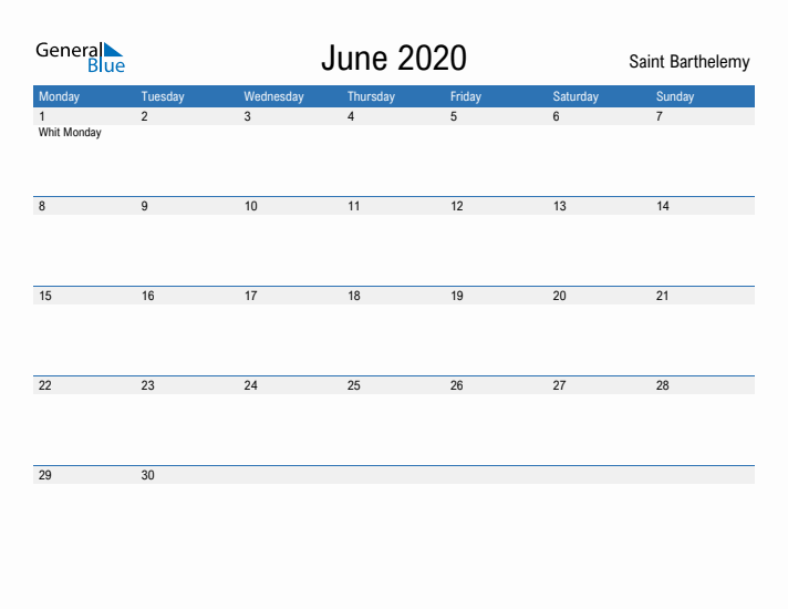 Fillable June 2020 Calendar