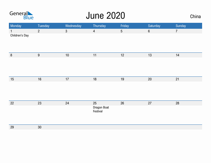 Fillable June 2020 Calendar