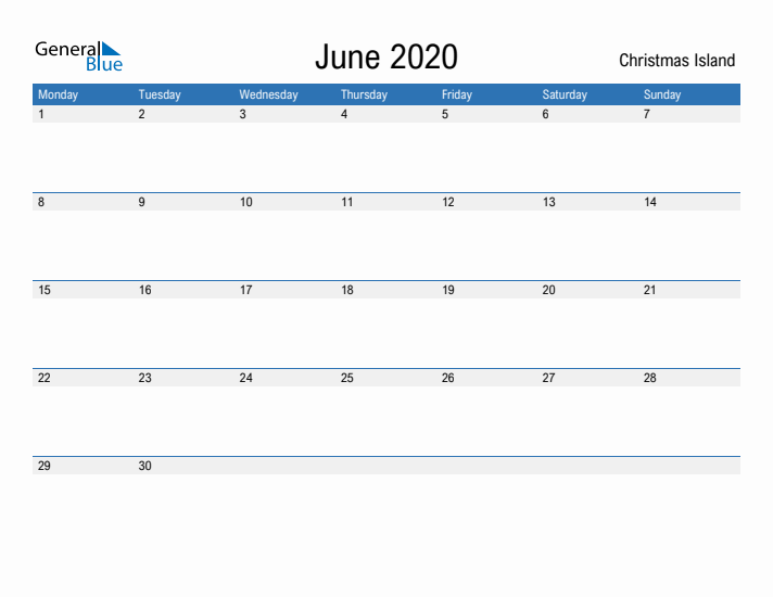 Fillable June 2020 Calendar