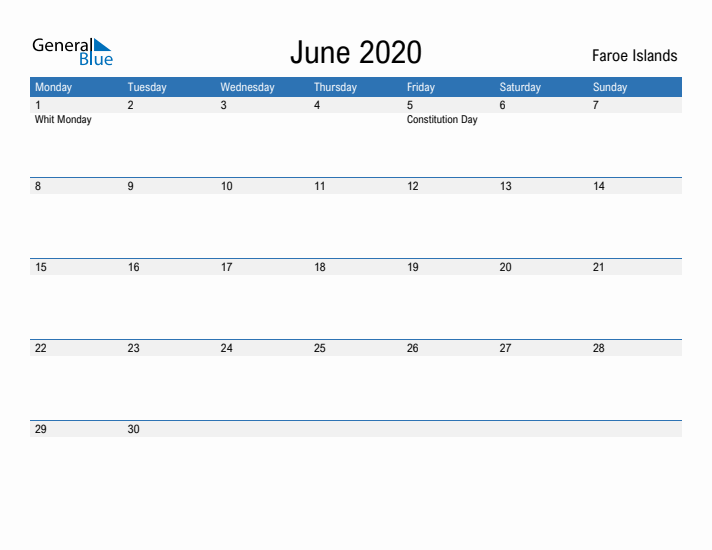 Fillable June 2020 Calendar