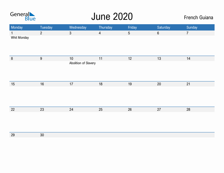 Fillable June 2020 Calendar