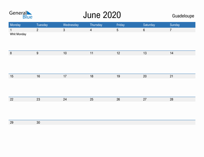 Fillable June 2020 Calendar