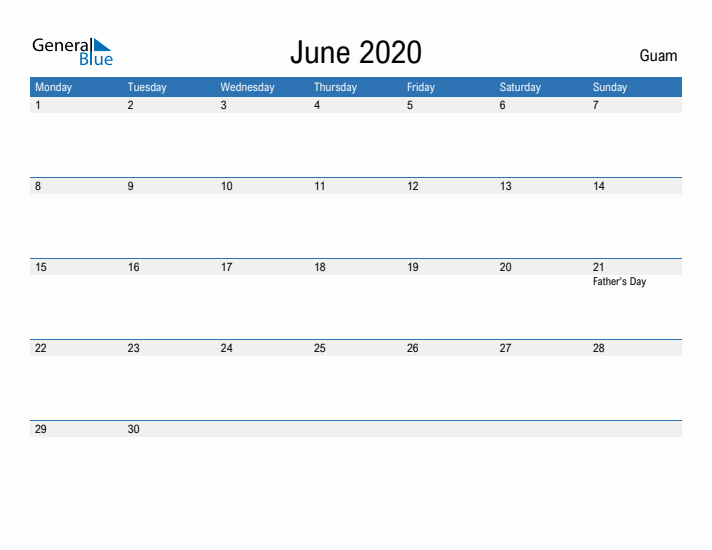 Fillable June 2020 Calendar