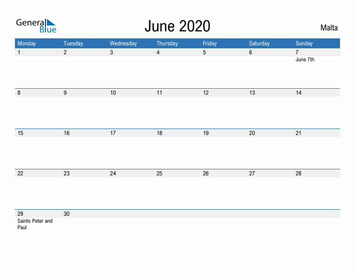 Fillable June 2020 Calendar