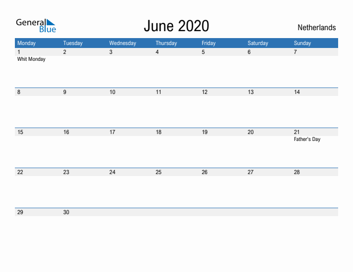 Fillable June 2020 Calendar