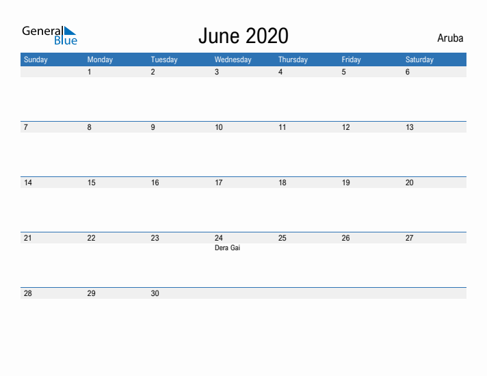 Fillable June 2020 Calendar