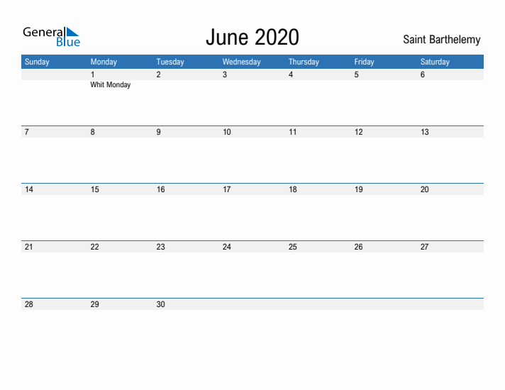 Fillable June 2020 Calendar