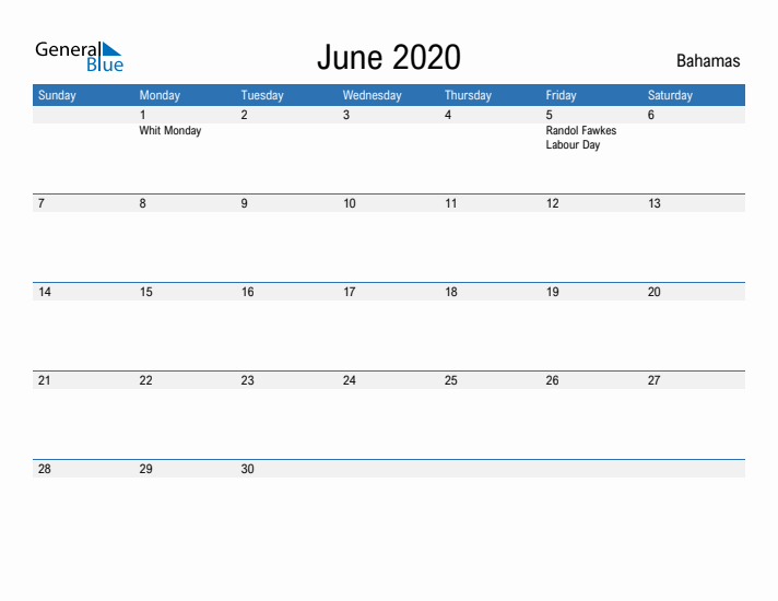 Fillable June 2020 Calendar