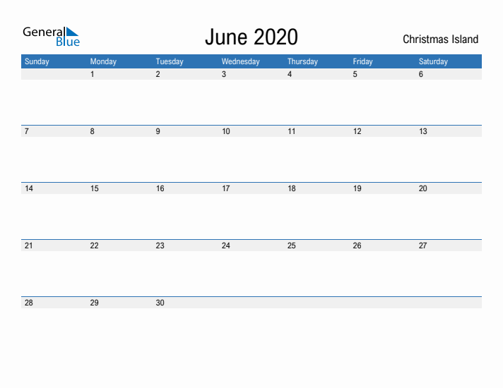 Fillable June 2020 Calendar