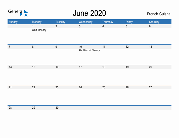 Fillable June 2020 Calendar